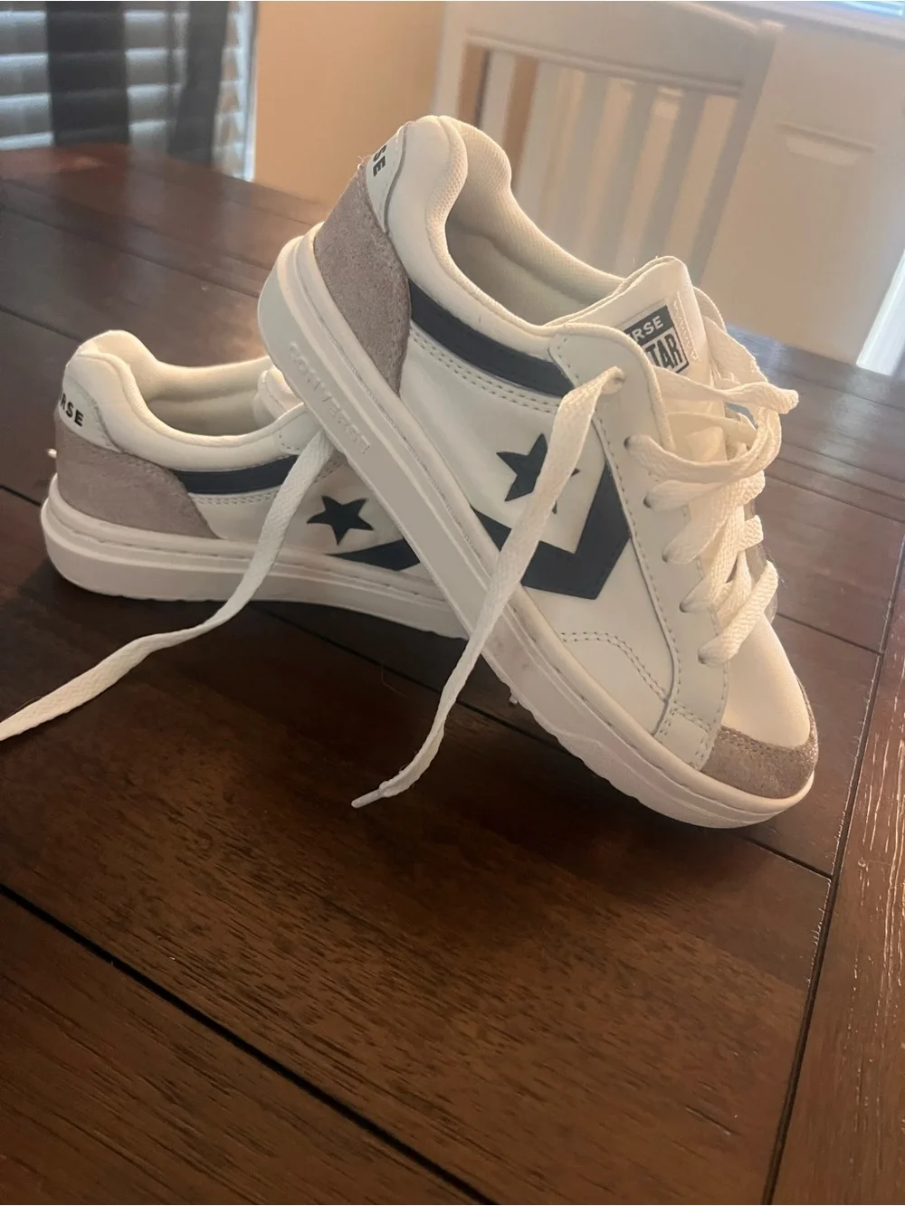 Converse Kids Low-Top Sneakers in White, Navy, and Light Gray